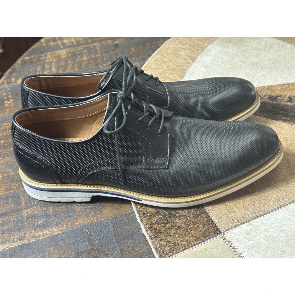 Steve Madden Bader Oxford Shoes 10.5 Black Leather Lace Up Dress Formal